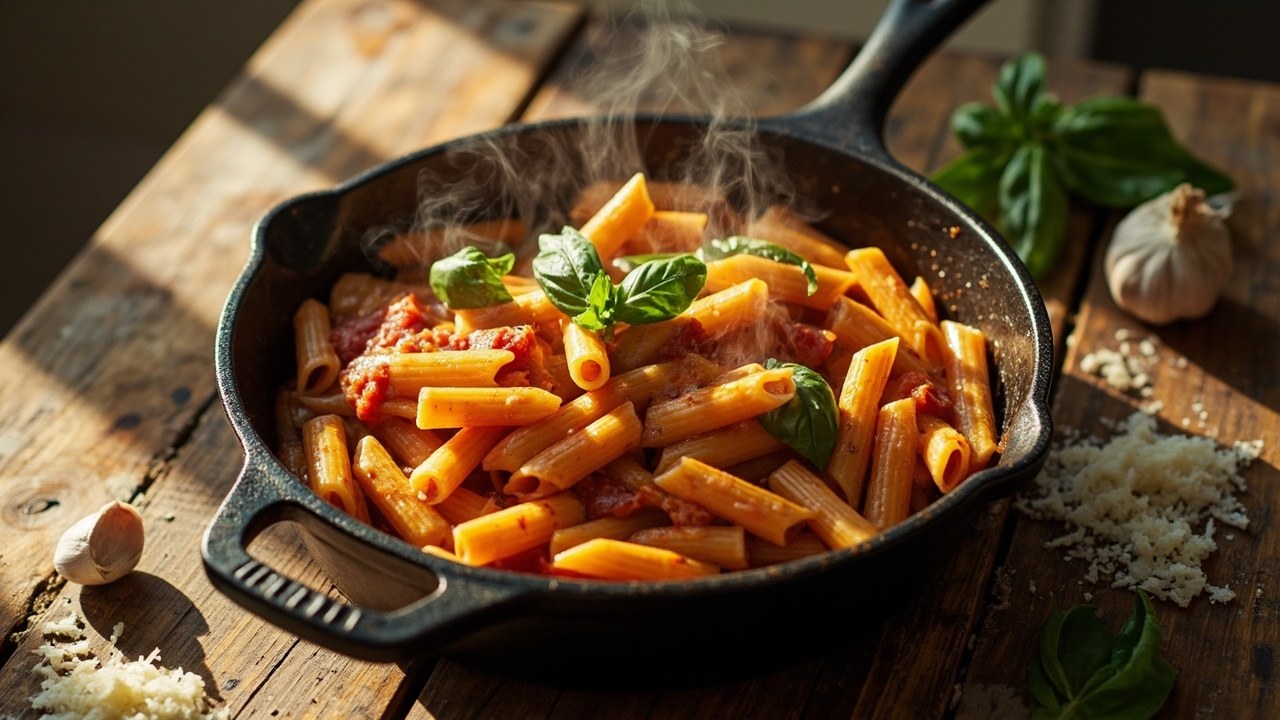 макарони на сковороді