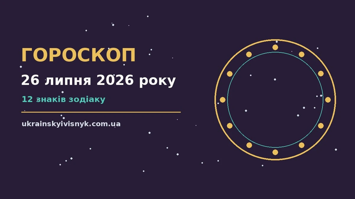 Гороскоп на 26 липня 2026 року — ілюстрація зі знаками Зодіаку та нотатником для планів