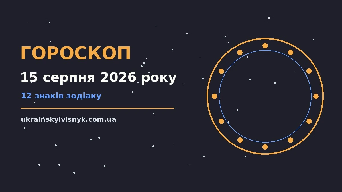 Зодіакальний круг на тлі ранкового неба, що символізує гороскоп на 15 серпня 2026 року